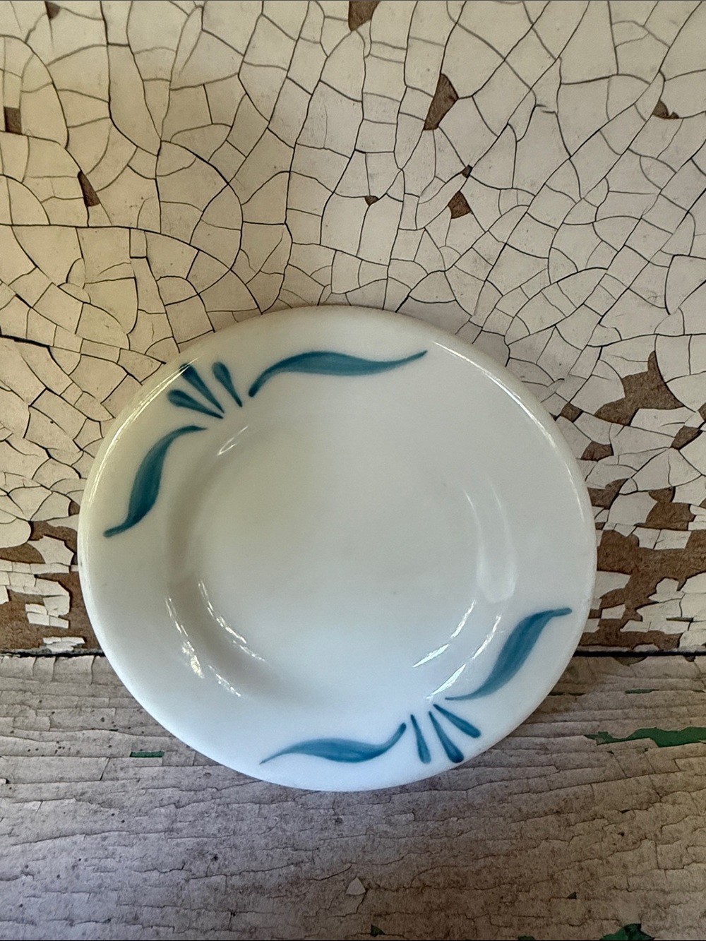 🧈 Vintage Chunky Restaurant Ware Butter Pat with Blue/Teal Brushstrokes USA